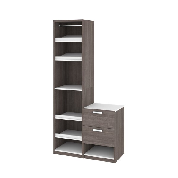 Cielo 39 Closet Organizer with 1 Low Storage Unit, Bark Grey & White
